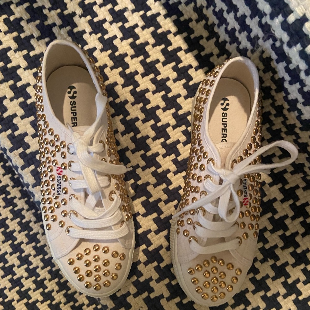 Superga platform white sneakers sz 37.5